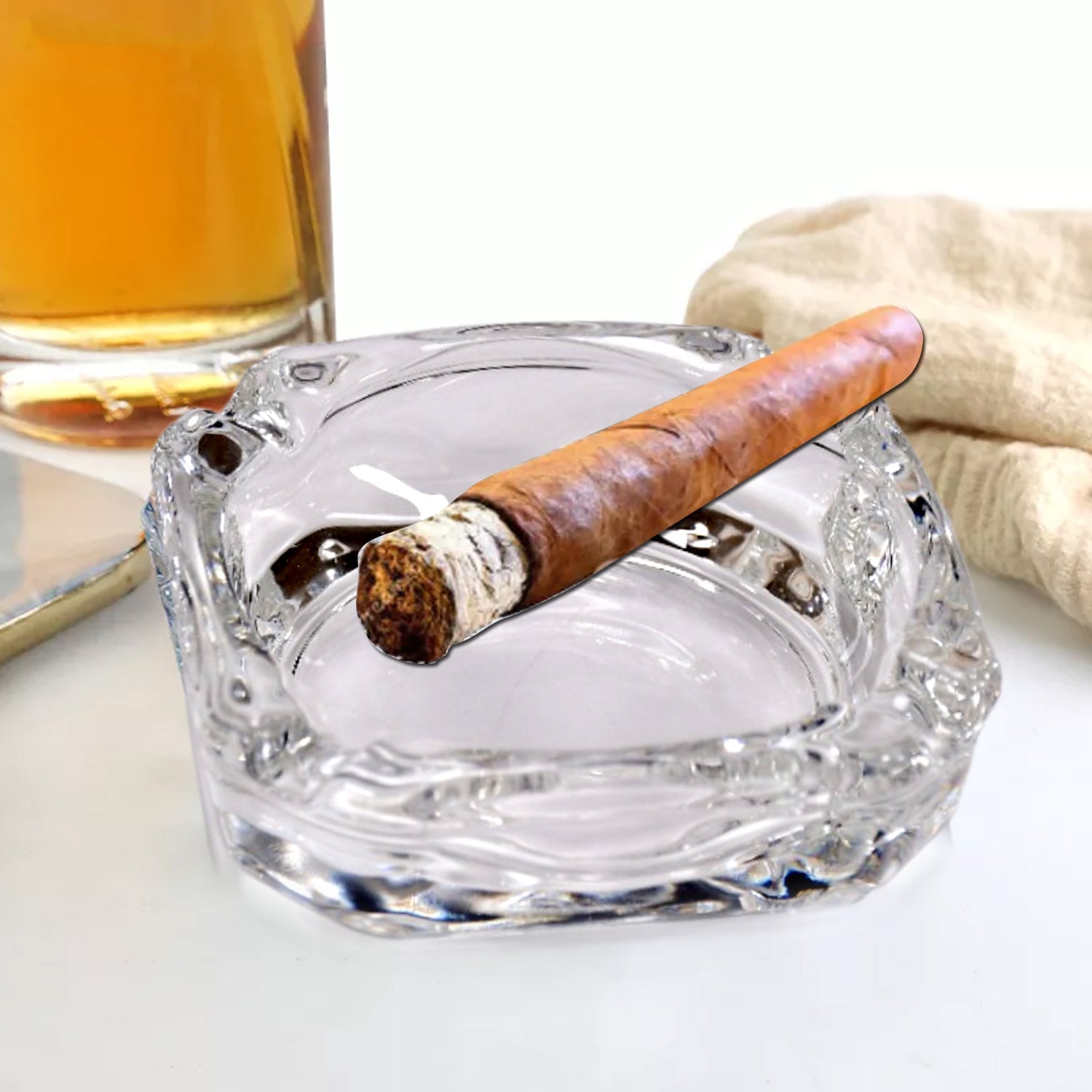 4064 Glass Brunswick Crystal Quality Cigar Cigarette Ashtray Round Tabletop for Home Office Indoor Outdoor Home Decor DeoDap 4064 Glass Brunswick Crystal Quality Cigar Cigarette Ashtray Round Tabletop for Home Office Indoor Outdoor Home Decor DeoDap